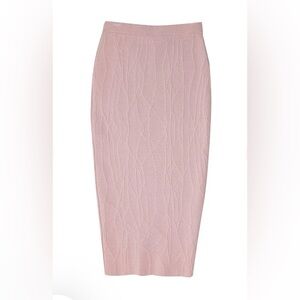 Jonathan Simkhai Blush Pink Textured Intarsia Knit Midi Pencil Skirt Small